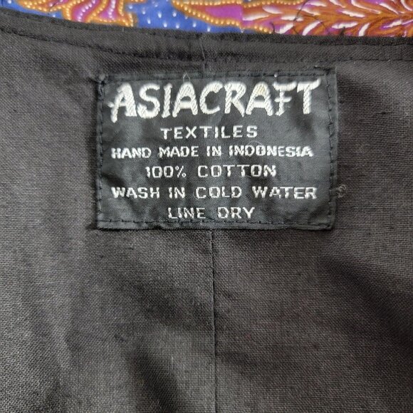 Vintage Asia Craft Textiles Hand Made Indonesian Batik Jacket Cotton Floral Blue - Picture 3 of 9